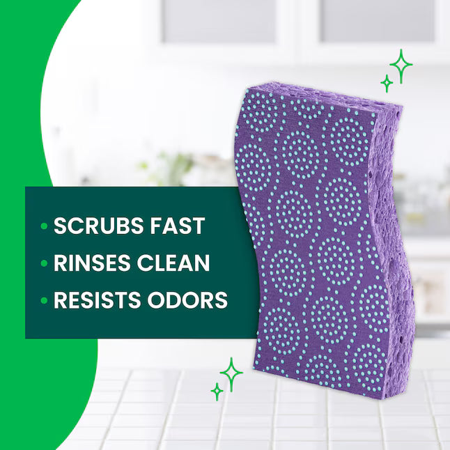 Scotch-Brite Stay Fresh Non-Scratch Scrub Dots Cellulose Sponge with scouring pad 3 -Pack