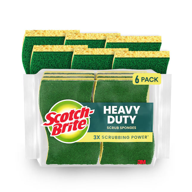 Scotch-Brite Heavy Duty Cellulose Sponge with scouring pad 6 -Pack
