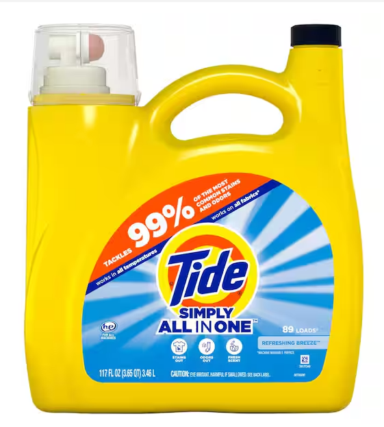 Simply All in One Refreshing Breeze Scent Liquid Laundry Detergent, 89-Loads, 117 fl. oz.