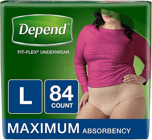 Depend Fit-Flex Large Maximum Absorbency Underwear for Women, 84 Ct