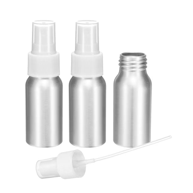 Harfington 3pcs Aluminum Fine Mist Spray Bottles 30ml/1oz Metal Small Liquid Alcohol Refillable Travel Container with White Plastic Nozzle Cap for Perfume Skincare Cosmetic Storage Bottle
