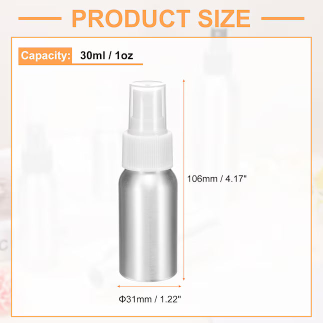 Harfington 3pcs Aluminum Fine Mist Spray Bottles 30ml/1oz Metal Small Liquid Alcohol Refillable Travel Container with White Plastic Nozzle Cap for Perfume Skincare Cosmetic Storage Bottle