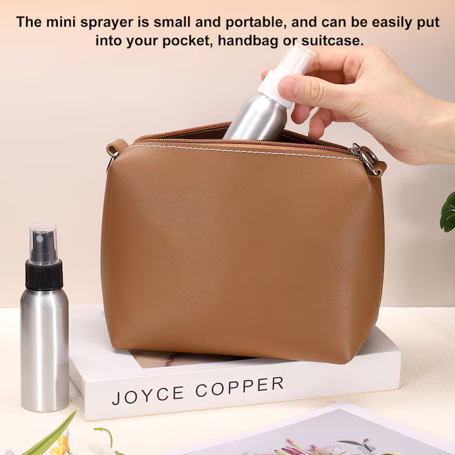 Harfington 3pcs Aluminum Fine Mist Spray Bottles 30ml/1oz Metal Small Liquid Alcohol Refillable Travel Container with White Plastic Nozzle Cap for Perfume Skincare Cosmetic Storage Bottle