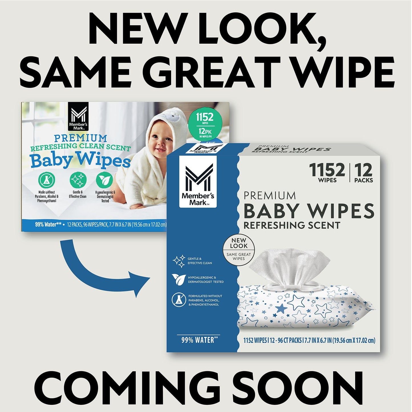 Member’s Mark Premium Baby Wipes – Refreshing Clean Scent (12 Pack, 1152 Wipes, 19 lb Total Weight)