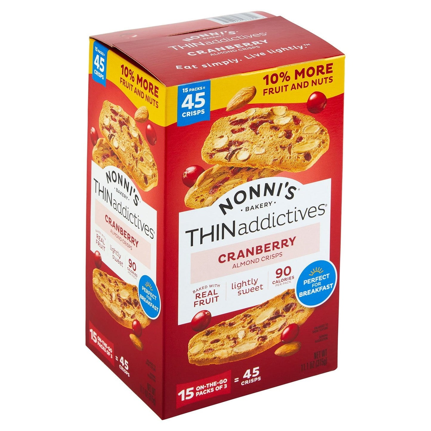 Nonni's THINaddictives Cranberry Almond Crisps 15 pk.