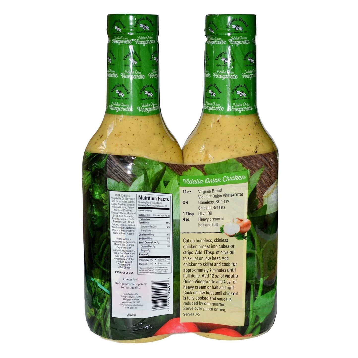 Virginia Brand Vidalia Onion Vinaigrette Salad Dressing, 30 oz Bottles (2 Pack)