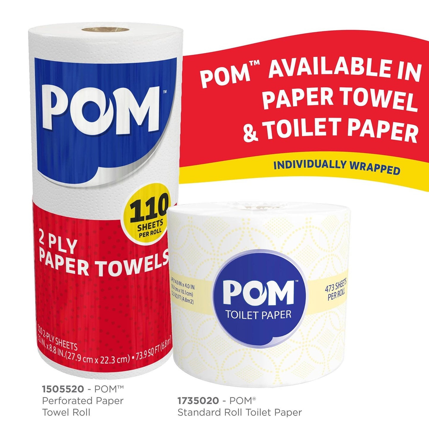 POM 2-Ply Toilet Paper 45 rolls, 473 sheets/roll