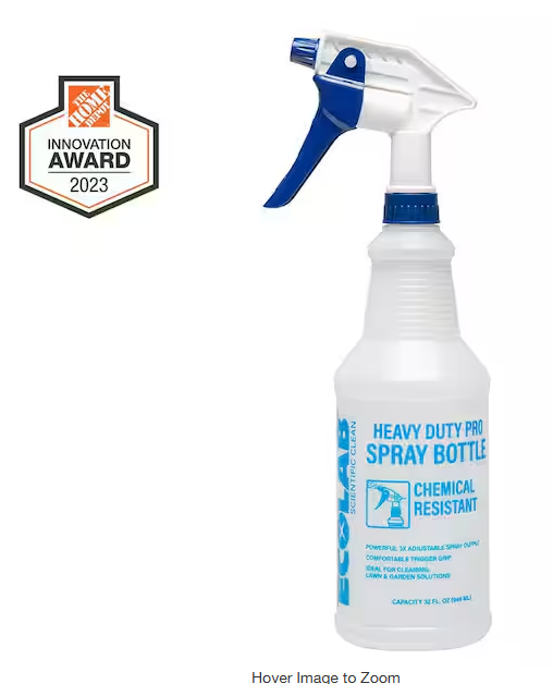 32 oz. Heavy Duty Pro All Purpose Spray Bottle; Refillable Bottle with Adjustable Nozzle