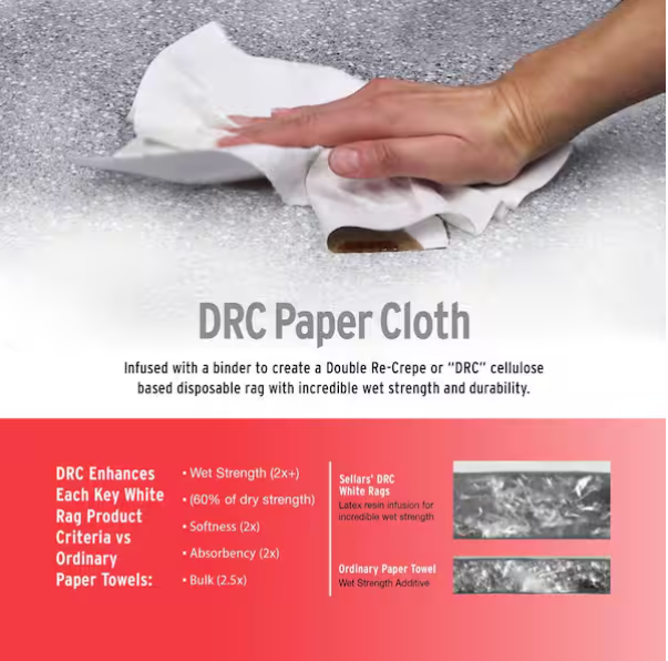 Professional White Rags (200 Sheets; 10 in. W x 11 in. L Sheet Size; Disposable Painter's Rags - Natural Fibers)