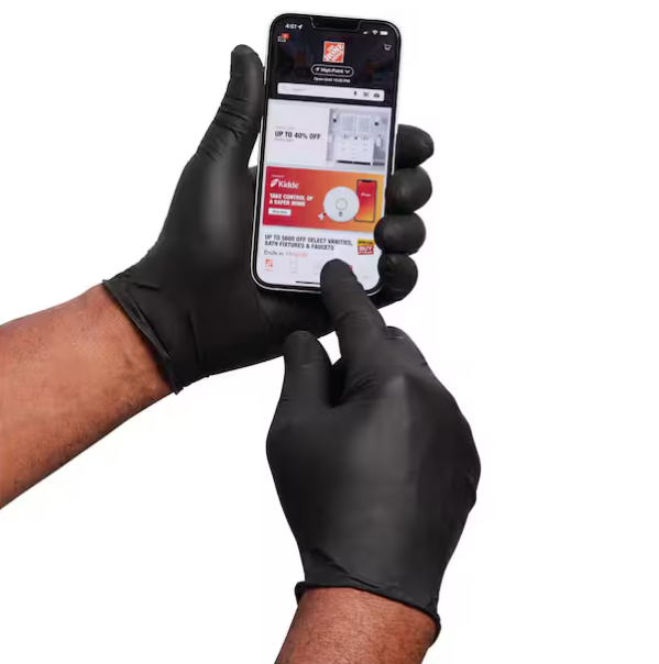 Pop-N-Go Black Disposable Heavy Duty Nitrile Gloves, Size Large (80-Count)