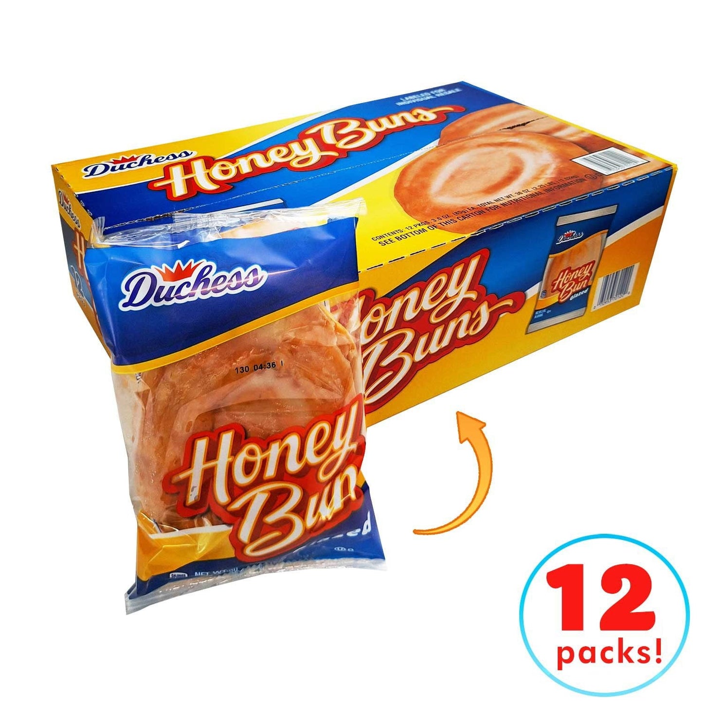 Duchess Honey Buns – Individually Wrapped Sweet Pastries, Pack of 12