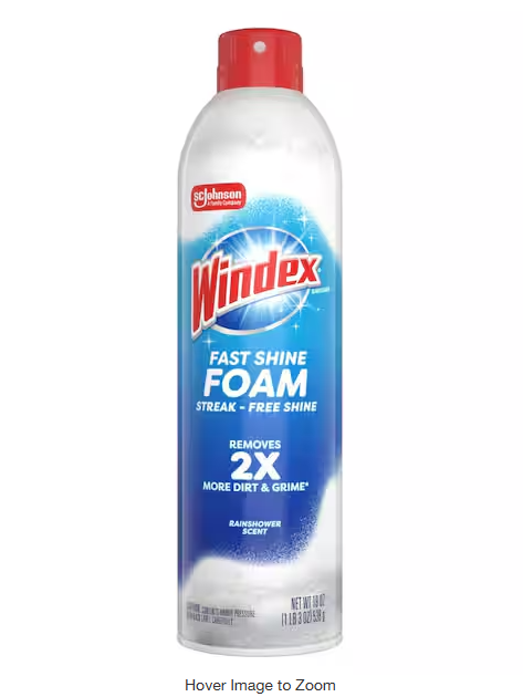 19 oz. Glass Cleaner Fast Shine Foam, Rainshower Scent