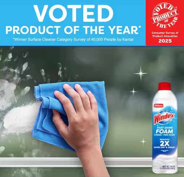 19 oz. Glass Cleaner Fast Shine Foam, Rainshower Scent
