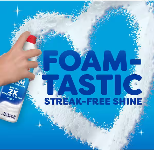 19 oz. Glass Cleaner Fast Shine Foam, Rainshower Scent