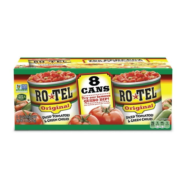 RO-TEL Diced Tomatoes & Green Chilies – 10 oz (8-Pack)