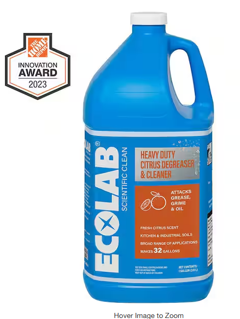ECOLAB 1 Gal. Heavy Duty Citrus Degreaser Concentrate Cleaner, Attacks Grease and Grime