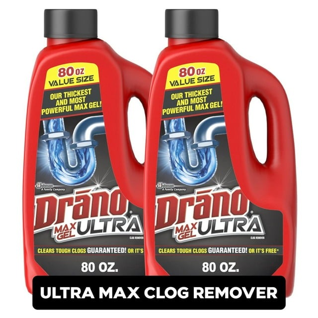 Drano Max Ultra Gel Drain Opener, 2 pk, 160 fl oz
