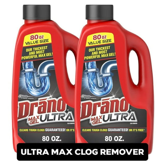 Drano Max Ultra Gel Drain Opener, 2 pk, 160 fl oz