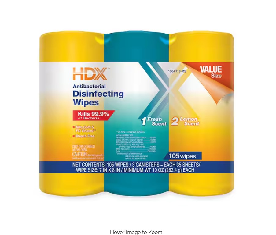 35-Count Fresh Scent and Lemon Scent Disinfecting Wipes (3-Pack)