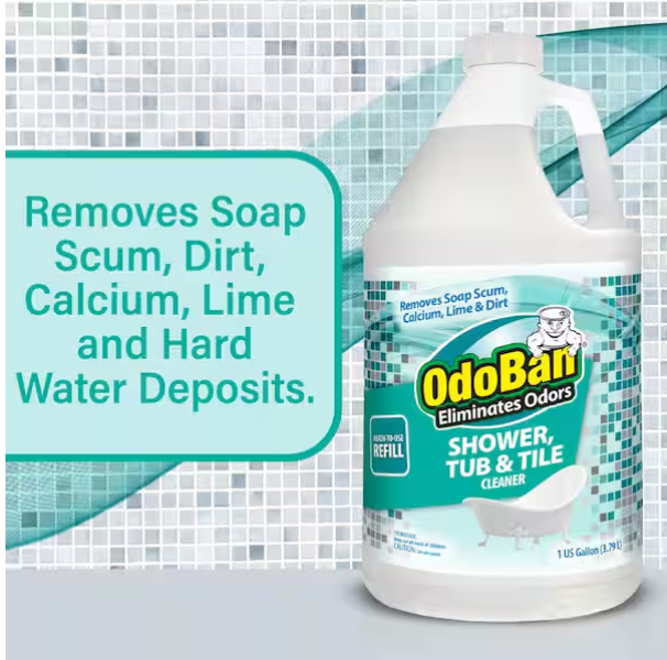 OdoBan 1 Gal. Shower, Tub and Tile Cleaner Refill (Ready-To-Use), Powerful Foaming Bathroom Cleaner