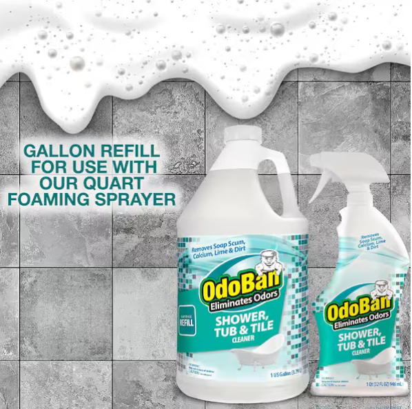 OdoBan 1 Gal. Shower, Tub and Tile Cleaner Refill (Ready-To-Use), Powerful Foaming Bathroom Cleaner