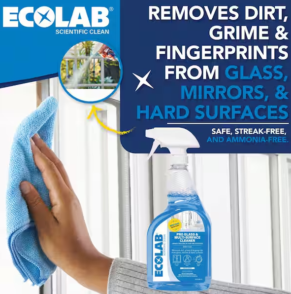 32 oz. Ammonia-Free Pro Glass Cleaner and Multi-Surface Cleaner Spray Bottle for Windows and Mirrors