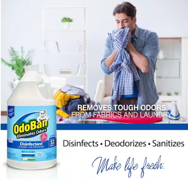 OdoBan 1 Gal. Fresh Linen Disinfectant and Odor Eliminator, Fabric Freshener, Mold Control, Multi-Purpose Cleaner Concentrate
