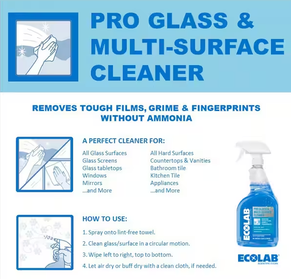 32 oz. Ammonia-Free Pro Glass Cleaner and Multi-Surface Cleaner Spray Bottle for Windows and Mirrors