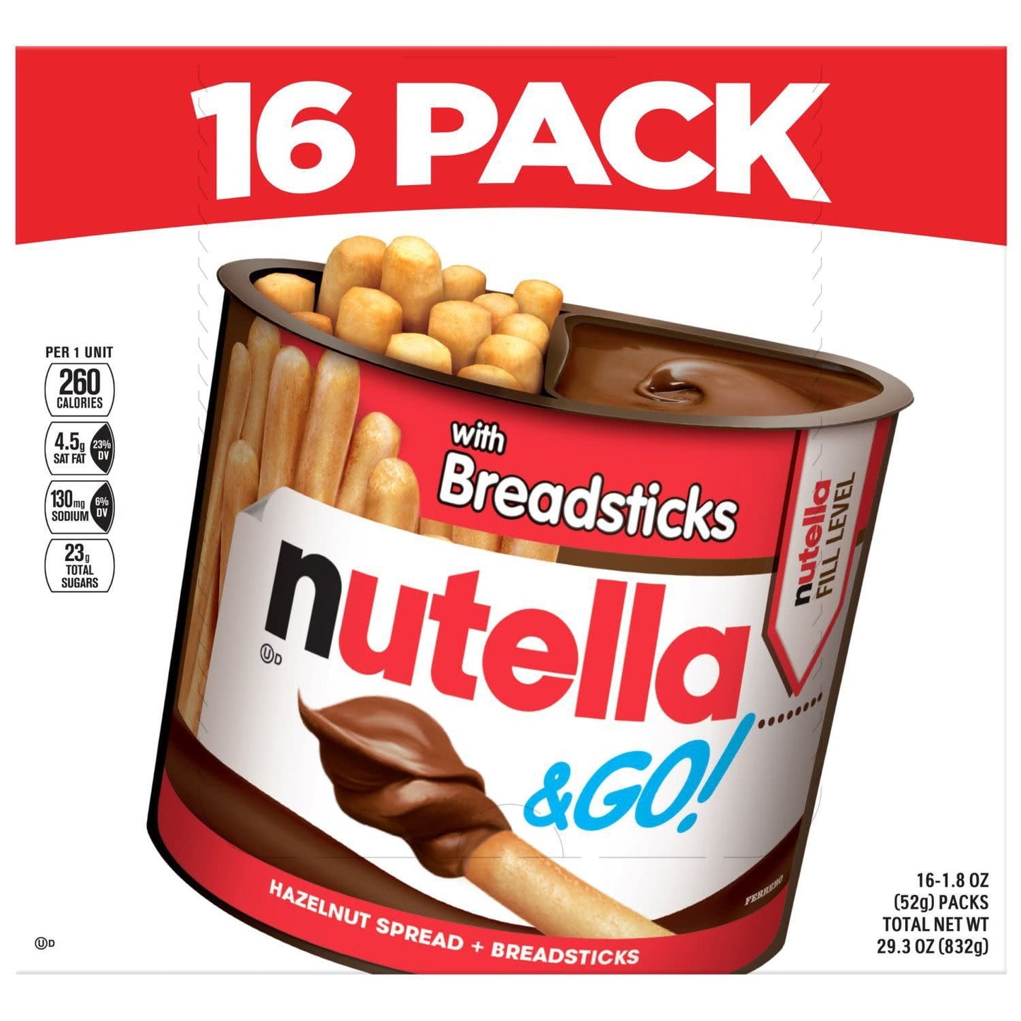 Nutella & GO! Hazelnut Spread with Breadsticks Snack Packs