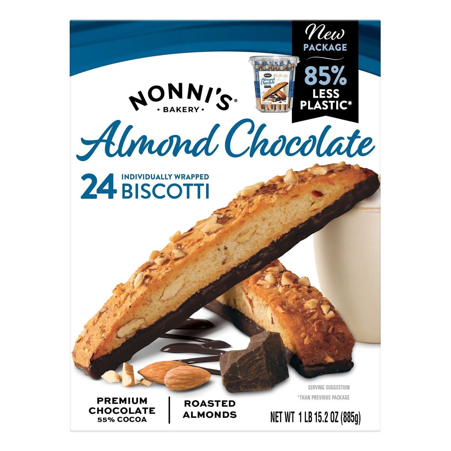 Nonni’s Almond Chocolate Biscotti – 24 Individually Wrapped Cookies