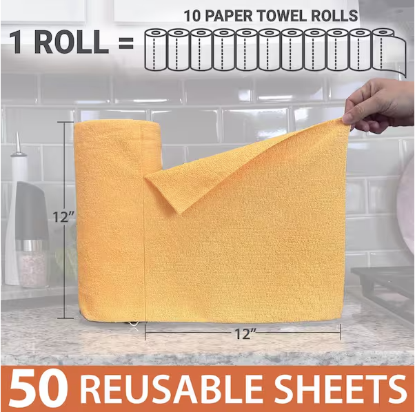 Easy-Tear 12 in. x 12 in. Microfiber Cloth Roll (50 count)