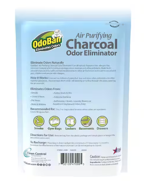 7 oz. Charcoal Odor Eliminator, Air Purifying Natural Non-Toxic Odor Remover & Moisture Absorber Bag for Car & Home