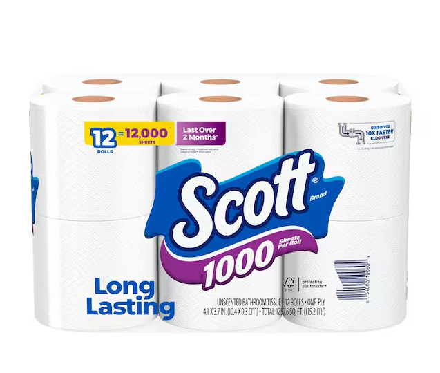 White Toilet Tissue (1000-Sheet 12 Rolls Per Pack)