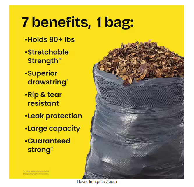 30 Gal. Heavy Duty Large Drawstring Outdoor Unscented Black Trash Bags (50-Count)