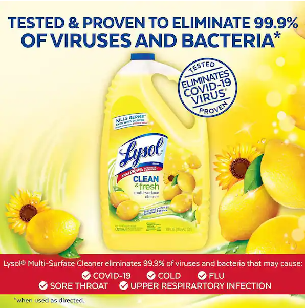 Multi-Surface Cleaner, Sanitizing & Disinfecting, to Clean & Deodorize, Sparkling Lemon & Sunflower, 144 oz