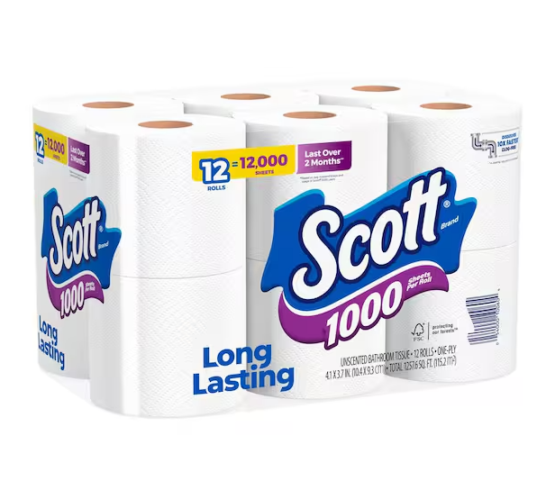 White Toilet Tissue (1000-Sheet 12 Rolls Per Pack)