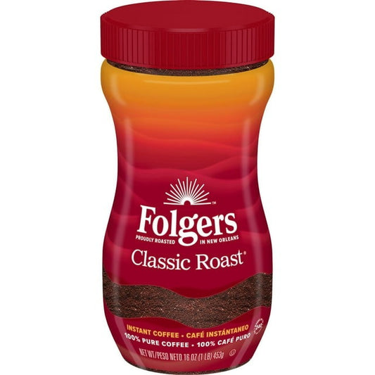 Folgers Classic Roast Instant Coffee Crystals — 16 oz Jar