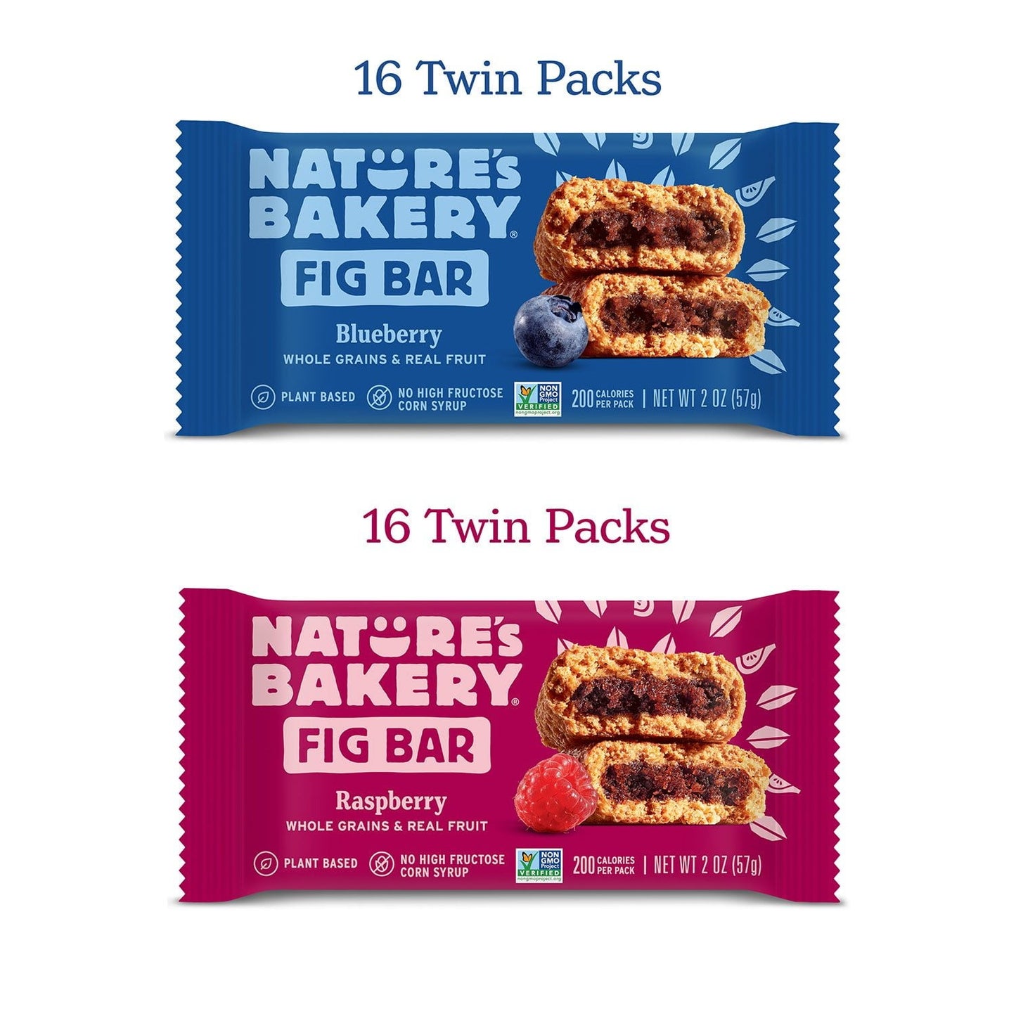 Nature’s Bakery Fig Bar Variety Pack, Blueberry & Raspberry – 2 oz Bars, 32 Pack