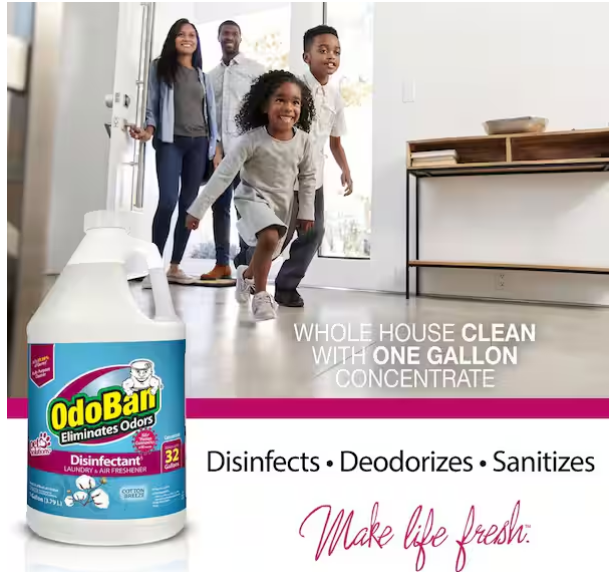 OdoBan 1 Gal. Cotton Breeze Disinfectant and Odor Eliminator, Fabric Freshener, Mold Control, Multi-Purpose Cleaner Concentrate