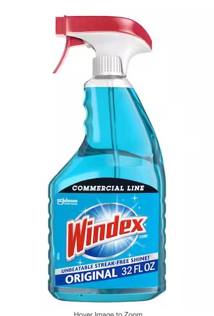 32 oz. Commercial Line Trigger Bottle Original Glass Cleaner and 128 oz. Commercial Original Glass Cleaner Refill.