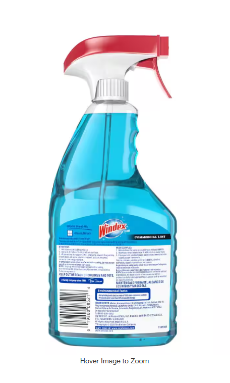 32 oz. Commercial Line Trigger Bottle Original Glass Cleaner and 128 oz. Commercial Original Glass Cleaner Refill.