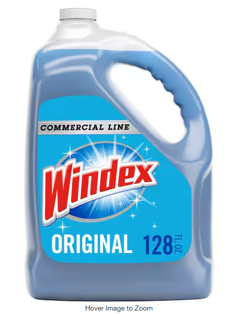 32 oz. Commercial Line Trigger Bottle Original Glass Cleaner and 128 oz. Commercial Original Glass Cleaner Refill.