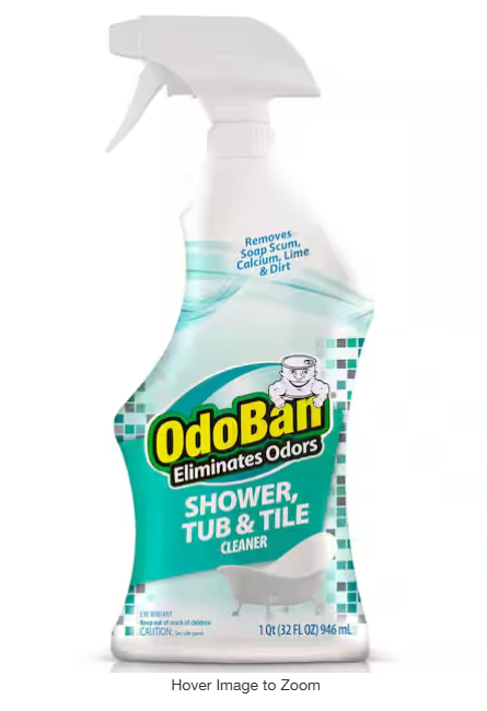 OdoBan 32 oz. Shower, Tub and Tile Cleaner, Powerful Foaming Bathroom Cleaner for Hard Water Stains, Soap Scum, Calcium