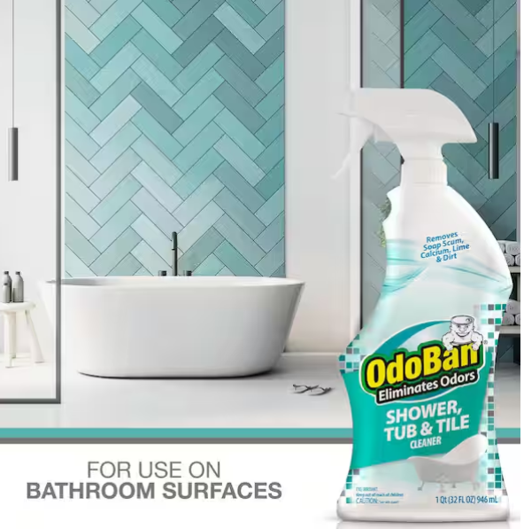 OdoBan 32 oz. Shower, Tub and Tile Cleaner, Powerful Foaming Bathroom Cleaner for Hard Water Stains, Soap Scum, Calcium