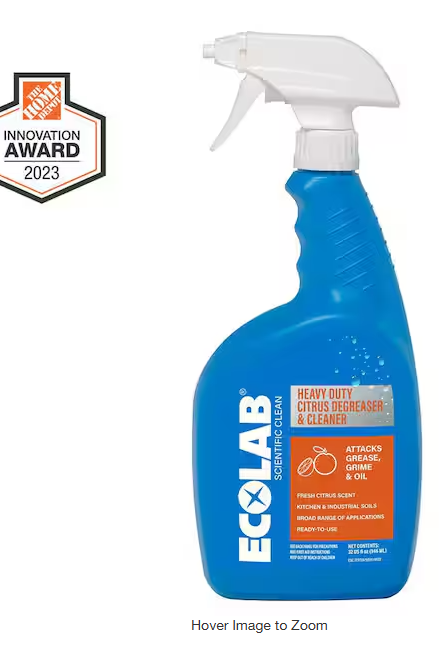 ECOLAB 32 oz. Heavy Duty Citrus Degreaser Concentrate Cleaner, Attacks Grease and Grime
