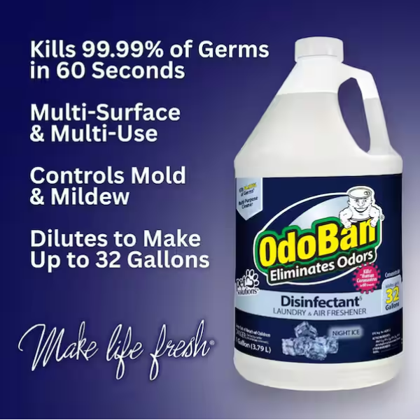 OdoBan 1 Gal. Night Ice Disinfectant and Odor Eliminator, Fabric Freshener, Mold Control, Multi-Purpose Cleaner Concentrate