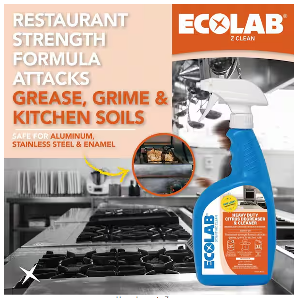 ECOLAB 32 oz. Heavy Duty Citrus Degreaser Concentrate Cleaner, Attacks Grease and Grime