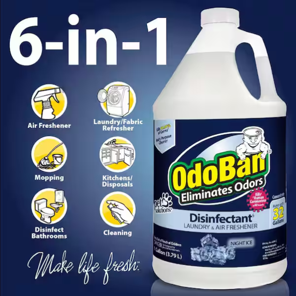 OdoBan 1 Gal. Night Ice Disinfectant and Odor Eliminator, Fabric Freshener, Mold Control, Multi-Purpose Cleaner Concentrate