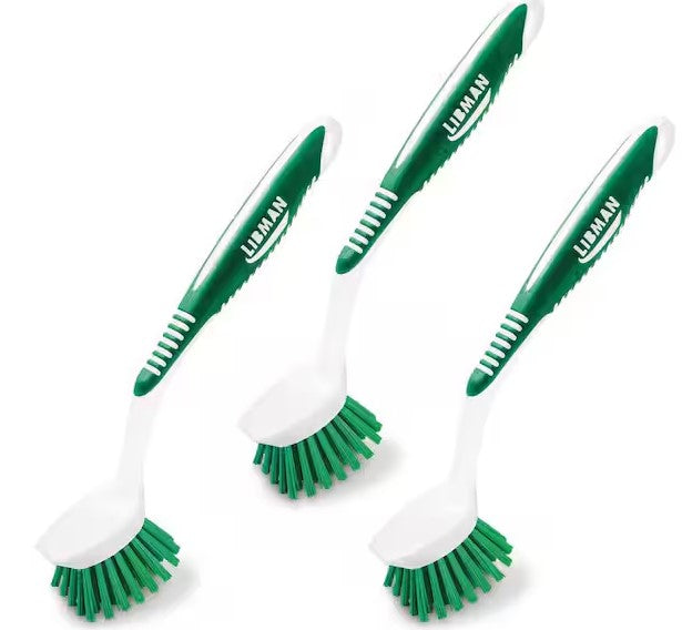 Kitchen Scrub Brush Set Heavy Duty Cleaning Brushes with Scraper Edge (3-Pack)