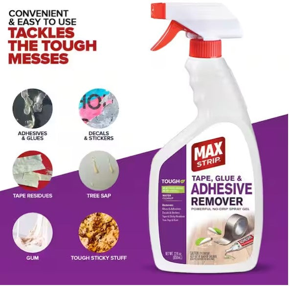 Max Strip Tape, Glue & Adhesive Remover – 22 oz Spray Gel (ESA-567)